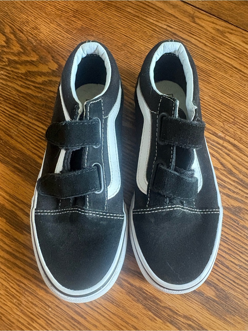 Vans Kids Black and White Velcro Skate Sneakers
